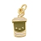 Brass Enamel Charms, Drink Charm, with Jump Ring, Lead Free & Cadmium Free, Long-Lasting Plated, Rack Plating, Real 18K Gold Plated, Olive Drab, 15x7.5x2mm, Hole: 3.4mm
