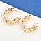 Brass Stud Earrings, C-Shaped, Real 18K Gold Plated, 35.5x36x10mm