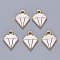 Alloy Enamel Charms, Dimond, Light Gold, Creamy White, 15x11.5x2.5mm, Hole: 1.8mm