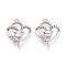Alloy and Rhinestone Pendants, Heart, Platinum, 23.5x18x4.5mm, Hole: 1.6mm