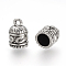 Tibetan Style Alloy Cord Ends, End Caps, Cadmium Free & Lead Free, Column, Antique Silver, 12.5x8mm, Hole: 2mm, Inner Diameter: 6mm