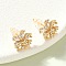 Snowflake Brass Micro Pave Cubic Zirconia Stud Earrings, Nickel Free, Real 18K Gold Plated, Clear, 9.5x10mm