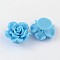 Resin Beads, Flower Rose, Deep Sky Blue, 24x13mm, Hole: 1.5mm