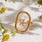 304 Stainless Steel Resin Cuff Rings for Women, Starfish, Real 18K Gold Plated, 22.5mm