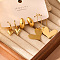 3 Pairs Heart 304 Stainless Steel Earrings Sets for Women, Real 18K Gold Plated, 48x3mm & 19x9.8mm & 30x11mm