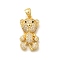 Rack Plating Brass Micro Pave Cubic Zirconia Pendants, Long-Lasting Plated, Lead Free & Cadmium Free, Bear Charms, Real 18K Gold Plated, 23.5x12.5x5.5mm, Hole: 5x3mm