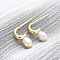 Teardrop Brass Natural Pearl Dangle Stud Earrings, Real 14K Gold Plated, 15.5x17.5x5mm