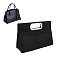 Felt Bag Organizer Inserts, Clutch Bag Shaper, with Oval Eyelet Handle & Snap Button, Rectangle, Black, 22x31x2.6cm