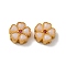 Rack Plating Brass Cubic Zirconia Beads, with Plastic, Flower, Long-Lasting Plated, Matte Gold Color, 11.8x5.2mm, Hole: 1.7mm