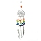 Alloy Woven Web/Net with Feather Pendant Decorations, Chakra Natural & Synthetic Mixed Stone Chip and Glass Tassel for Home Decorations, 141mm