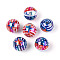 Independence Day Theme Printed Opaque Acrylic Beads, Round, AB Color, Mixed Color, 15.9mm, Hole: 2.8mm