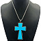 Alloy Pave Resin Pendant Necklaces, Platinum, Cross
