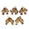 Brass Cloisonne Pendants, Gold Fish Charms with Jump Rings, Golden, Indigo, 27~28.5x23~25x7.5~9mm, Hole: 6mm