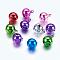 Brass Bell Pendants, Christmas Bauble, Round, Mixed Color, Size: about 12mm in diameter, 16mm long, hole: 2mm