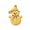 Christmas 201 Stainless Steel Pendants, Laser Cut, Snowman Charm, Golden, 17.5x11x1mm, Hole: 1.5mm