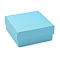 Cardboard Jewelry Boxes, for Ring, Earring, Necklace, with Sponge Inside, Square, Light Sky Blue, 7.4x7.4x3.2cm