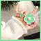 2Pcs Flower & Word I Love You Resin Enamel Finger Rings for Women Girls, Medium Aquamarine, Inner Diameter: 15~22mm