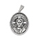 304 Stainless Steel Pendants, Oval with Jesus Charm, Antique Silver, 36x26x5.5mm, Hole: 8x4mm