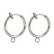 316 Surgical Stainless Steel Clip-on Hoop Earrings, For Non-pierced Ears, with Brass Spring Findings, Stainless Steel Color, 18x16x2mm, Hole: 1.5mm