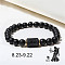 12 Constellations Theme Frosted Black Stone Round Beaded Stretch Bracelets for Women Men, Virgo, 7-1/8 inch(18cm)