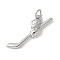 Brass Pendants, Hockey Stick with Gloves Charms, with Jump Ring, Lead Free & Cadmium Free, Long-lasting Plated, Platinum, 21x16x3.5mm, Hole: 3.5mm