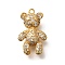 Brass Micro Pave Cubic Zirconia Pendants, Bear Charms, Real 18K Gold Plated, 20x12x6mm, Hole: 1.2mm