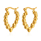 304 Stainless Steel Hoop Earrings, Teardrop with Heart, Golden, 26x23mm