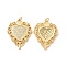 Rack Plating Brass Micro Pave Cubic Zirconia Pendants, Cadmium Free & Lead Free, Sacred Heart Charm, with Jump Ring, Real 18K Gold Plated, 31x25x2.5mm, Hole: 3.4mm