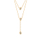 925 Sterling Silver Double Layered Necklace, with Three Round AAA Cubic Zirconia Pendants, Golden, 17.7 inch(45cm)