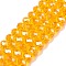 Electroplate Glass Beads Strands, Pearl Luster Plated, Faceted, Rondelle, Orange, 8x6mm, Hole: 1mm, about 60~62pcs/strand, 39~40cm
