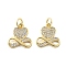 Brass Micro Pave Cubic Zirconia Pendants, Heart with Infinity Charms, Lead Free & Cadmium Free, Long-Lasting Plated, Rack Plating, with Jump Ring, Real 18K Gold Plated, 13.5x12.5x2mm, Hole: 3.5mm