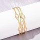 Женские браслеты-манжеты с 22 рядами из латуни и АБС-пластика толщиной 3 мм BJEW-L707-01G-3
