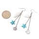 Серьги в форме ракушки с подвесками в виде морской звезды EJEW-TA00640-3