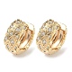 Латунные серьги-кольца с ромбами из прозрачного кубического циркония EJEW-D320-04G-4