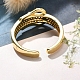 Кольца-манжеты для пальцев с покрытием из латуни с микропаве из прозрачного кубического циркония для женщин RJEW-M028-30G-02-5