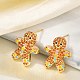 Рождественская стойка позолоченная латунь кубический цирконий серьги-гвоздики EJEW-K245-54B-G-1