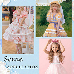 1 шт. полиэстерового плиссированного кружева с отделкой из золотистой металлической нити&nbsp;DIY-MA0006-64B