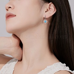 Серьги-кольца из стерлингового серебра 925 пробы с солнечным родиевым покрытием и цирконием с микропаве EJEW-P257-01P