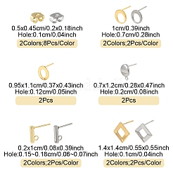 16 шт. 8 стиля фурнитуры для сережек-гвоздиков из нержавеющей стали 304 STAS-FS0001-84