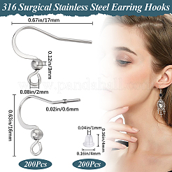 200 шт. французские крючки для сережек из хирургической нержавеющей стали 316 STAS-BBC0006-20