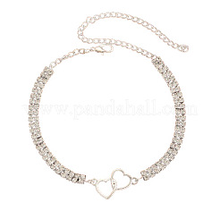 Латунные хрустальные стразы теннисные браслеты с двойным сердечком для женщин&nbsp;FS-WGBD382-02