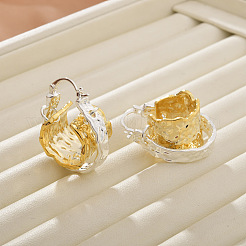 Латунные двухцветные серьги-кольца&nbsp;FS-WGF283A-01