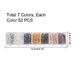 7 цветные латунные открытые прыжковые кольца&nbsp;KK-PH0036-62-10mm