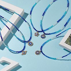 Ожерелье из сплава эмали с кулоном от сглаза с кристаллами и стразами NJEW-JN04206