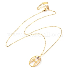 304 нержавеющая сталь кубический цирконий двенадцать созвездий рун кулон кабель цепь ожерелья для женщин NJEW-B121-02G-12