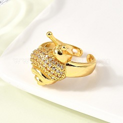 Открытые манжеты из латуни с микропаве и прозрачным цирконием для женщин&nbsp;RJEW-I111-03G-01