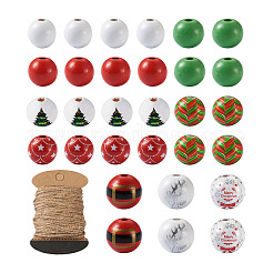 9 стиль расписные рождественские бусины из натурального дерева WOOD-CD0001-35