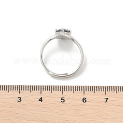 Регулируемые кольца из стерлингового серебра с родиевым покрытием и муассанитом для женщин RJEW-U038-11G