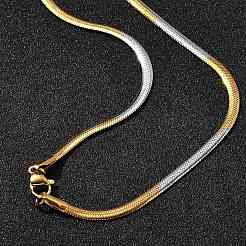 Ожерелья из нержавеющей стали с плоской цепочкой-змейкой для мужчин и женщин NJEW-G160-04GP-01