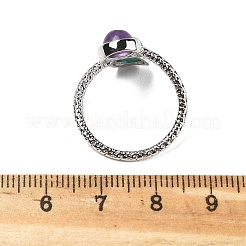 Кольца из натурального аметиста и амазонита&nbsp;RJEW-A068-03P-02